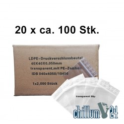 Box 20x Baggies Blanko 40x40x0,05 mm ca. 100 Stück