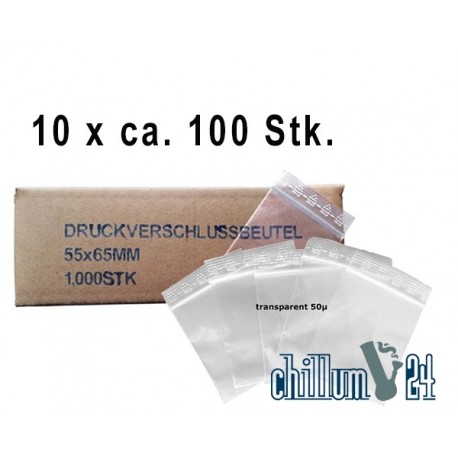 Box 10x Baggies Blanko 55x65x0,05 mm ca.100 Stück