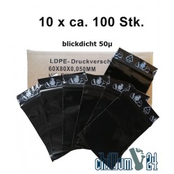 Box 10x 100 BAGGIES schwarz 60x80x0,05 mm