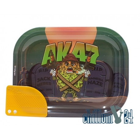 Metall Rolling Tray AK47 Small Size 18 x 14,5 x 1,8 cm