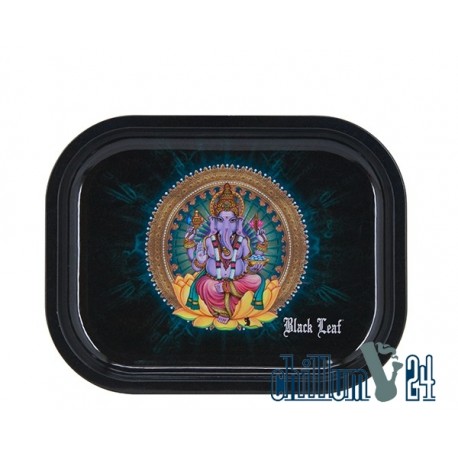 Black Leaf Rolling Tray Ganesha 18 x 14 cm
