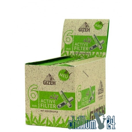 Box 20x Gizeh Bio-Hanf Aktivkohlefilter Slim 6 mm 10 Stk.