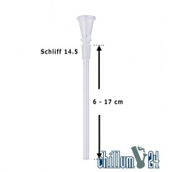 Glas-Chillum 14.5er Schliff mit Trichterkopf 6 - 17 cm