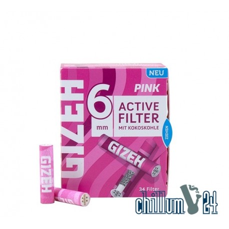 Gizeh PINK Aktivkohlefilter Slim 6 mm 34 Stk.