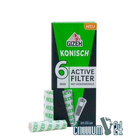 Gizeh konische Aktivkohlefilter 6 mm Slim 10 Stück