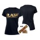RAW Shirt Gold Logo Round Neck Girl Black