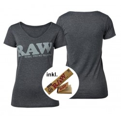 RAW Authentic Grey Logo Girl V-Neck inkl. Paper u. Tips