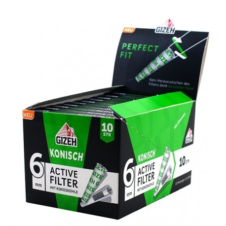 Gizeh konische Aktivkohlefilter 6 mm Slim 10 Stück