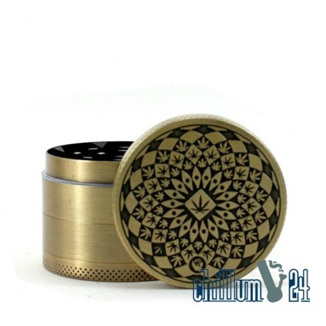 FireFlow Metallgrinder Leaf Mandala 50 mm Gold