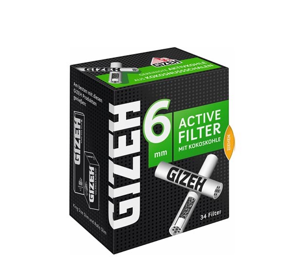 Gizeh 136 x Active Tips Slim Aktivkohlefilter 6mm 4x34er Filtertips :  : Küche, Haushalt & Wohnen