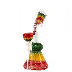 Thug Life Bubbler Bent Neck Rasta 14.5