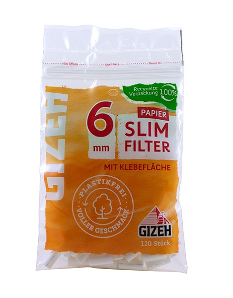 Gizeh Slim Papier Eindrehfilter plastikfrei 6 mm 120 Stk.