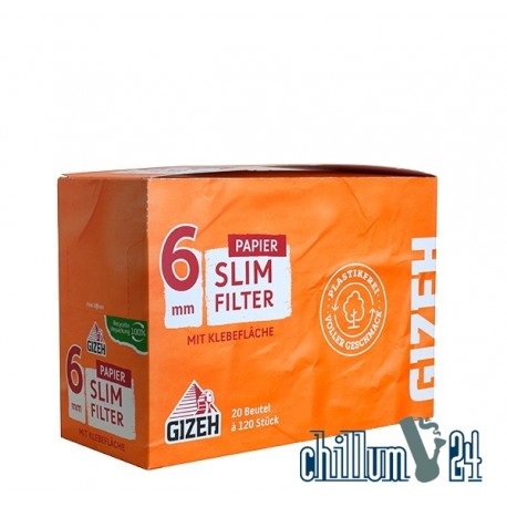 Box 20x Gizeh Slim plastikfreie Papier Eindrehfilter 6 mm 120 Stk.