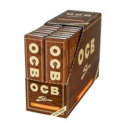 Box 32x OCB Unbleached Slim Virgin Paper + Tips