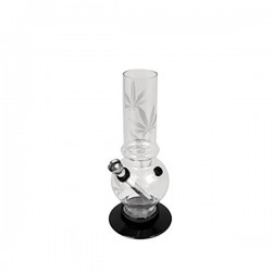 Acryl Mini Bong Bubble Straight LEAF Clear 20 cm