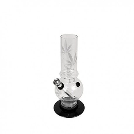 Acryl Mini Bong Bubble Straight LEAF Clear 20 cm