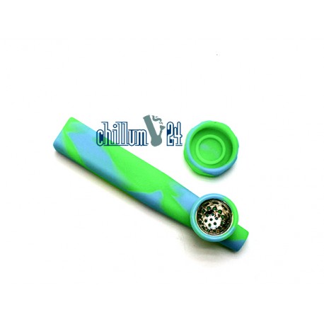 Jelly Joker Silikon-Handpfeife Grün-Hellblau 12cm