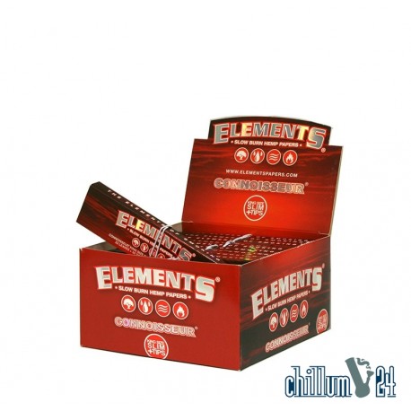 24er Box Elements Red K.S.Slim 32 Slow Burn Hemp Papers + Tips