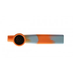 Silikon-Handpfeife Blau-Orange 12cm