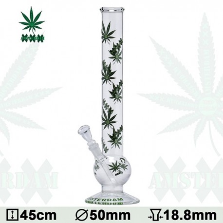 Green XXX Amsterdam Leaf Glasbong mit Kugel 18.8