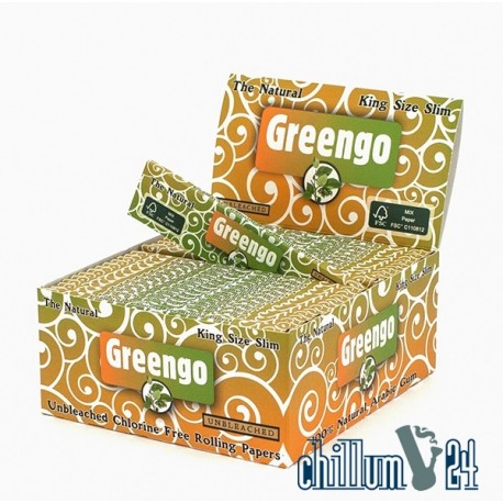 Box mit 50x Greengo King Size Slim Paper Unbleached