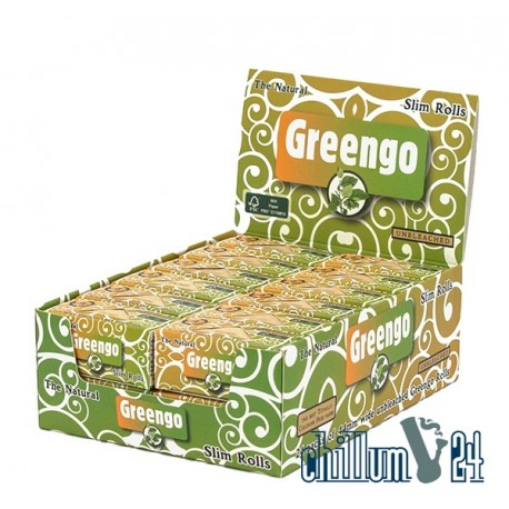 Box mit 24 x Greengo Slim Rolls 4 Meter Unbleached