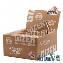 Box 25x GIZEH Pure King Size Slim + Tips