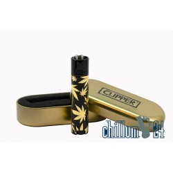 CLIPPER Feuerzeug Leaves Gold Black Cap