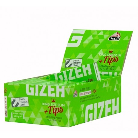 Box 26x Gizeh King Size Slim Super Fine 34 Blatt inkl. Tips
