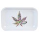 Metall Rolling Tray White Leaf Medium Size 27,5x17,5x2,5cm