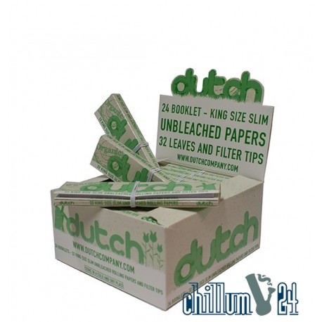 Box 24x Dutch Organic King Size Slim Unbleached 32 Blatt inkl. Tips 